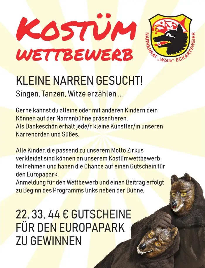 Plakat zum Kostümwettbewerb der Kinderfasnacht 2025